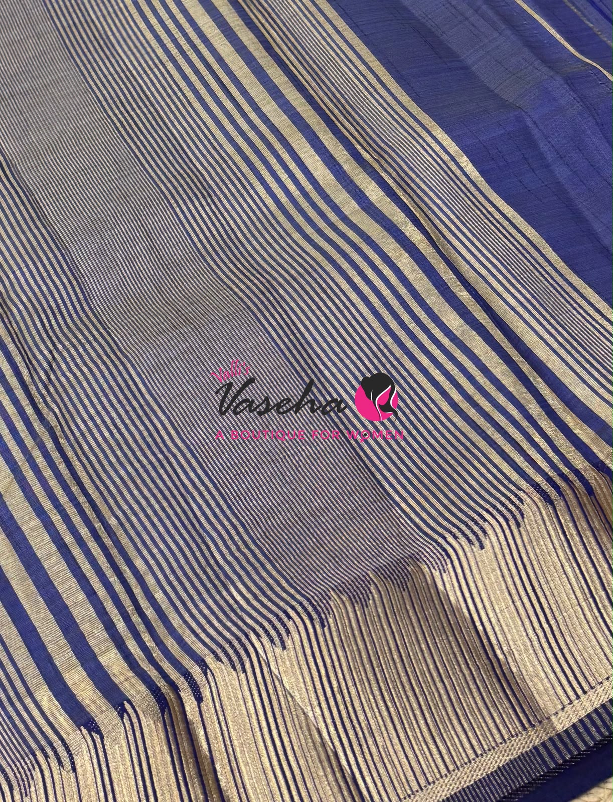 Semi Tussar Silk Saree | Navy Blue  Shade |VVSTS051