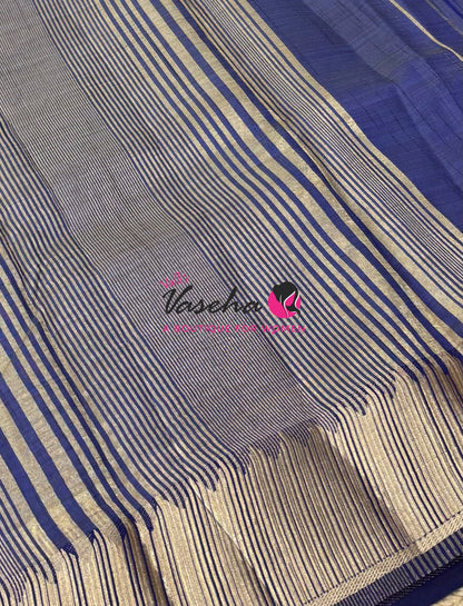 Semi Tussar Silk Saree | Navy Blue  Shade |VVSTS051