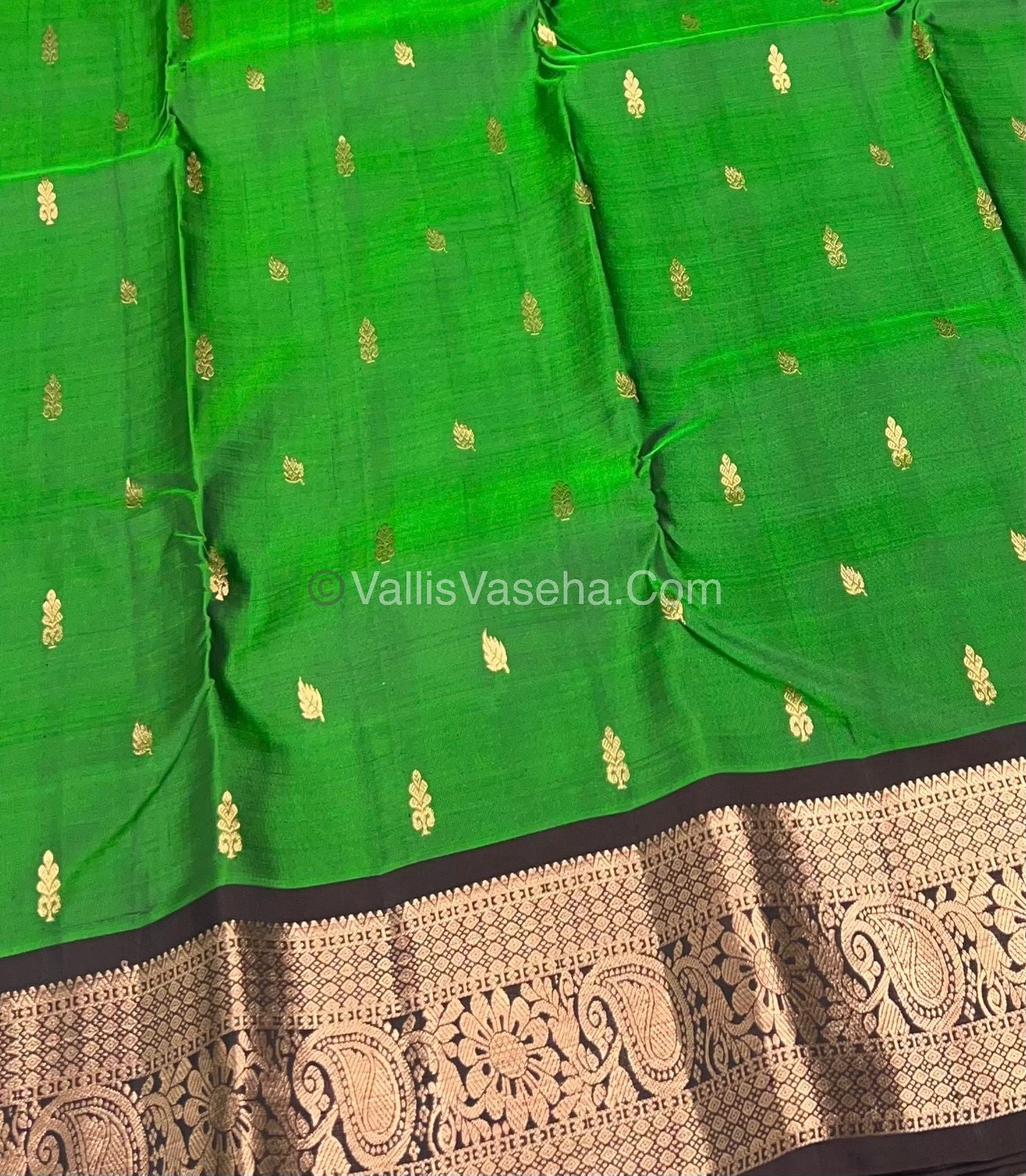 Half Mix - Pure Soft Silk Saree - Green & Brown Shade - VVPSS031