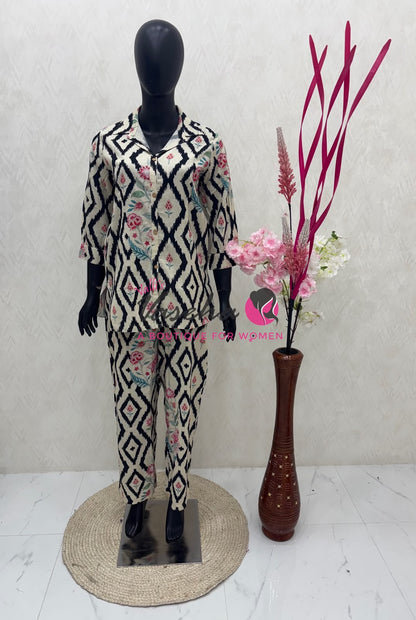 Top & Bottom(2pc) Co-Ord Set - Khadi Cotton - VVCS006