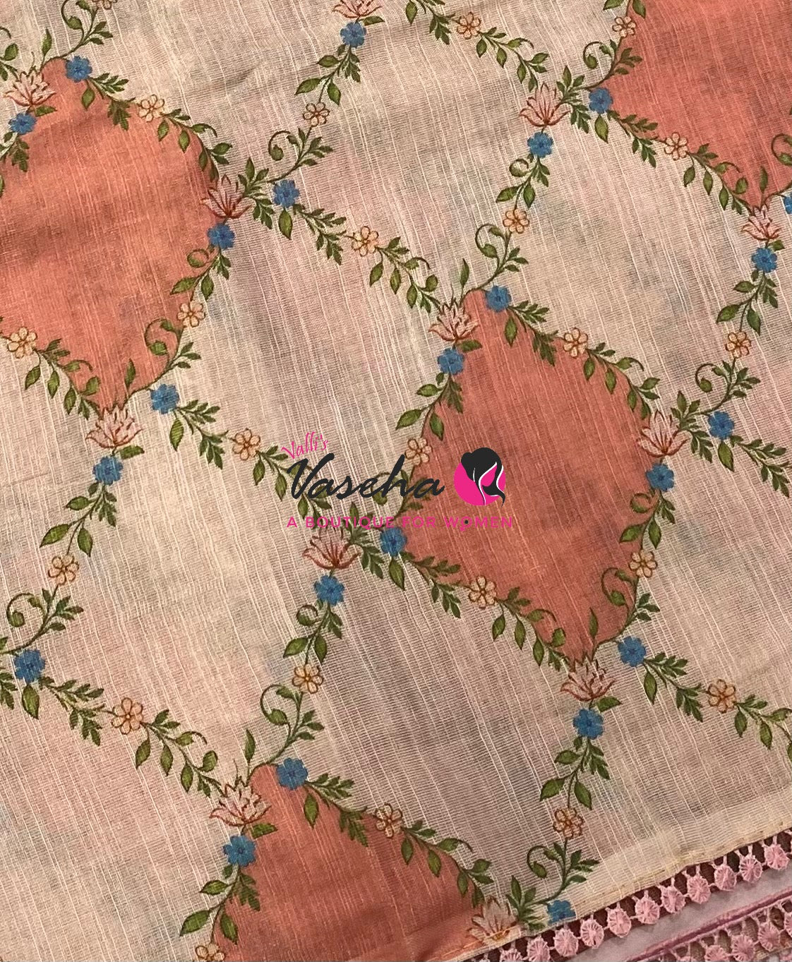 Linen Tissue Saree -  Light & Dark Combo - peach Shade- VVLTS006