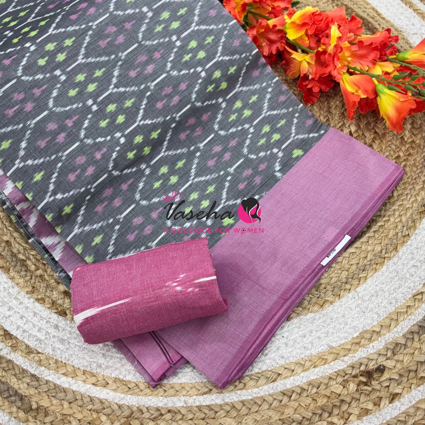 Ikkat Mercerised Cotton Saree - Single Ikkat - VVIKS001