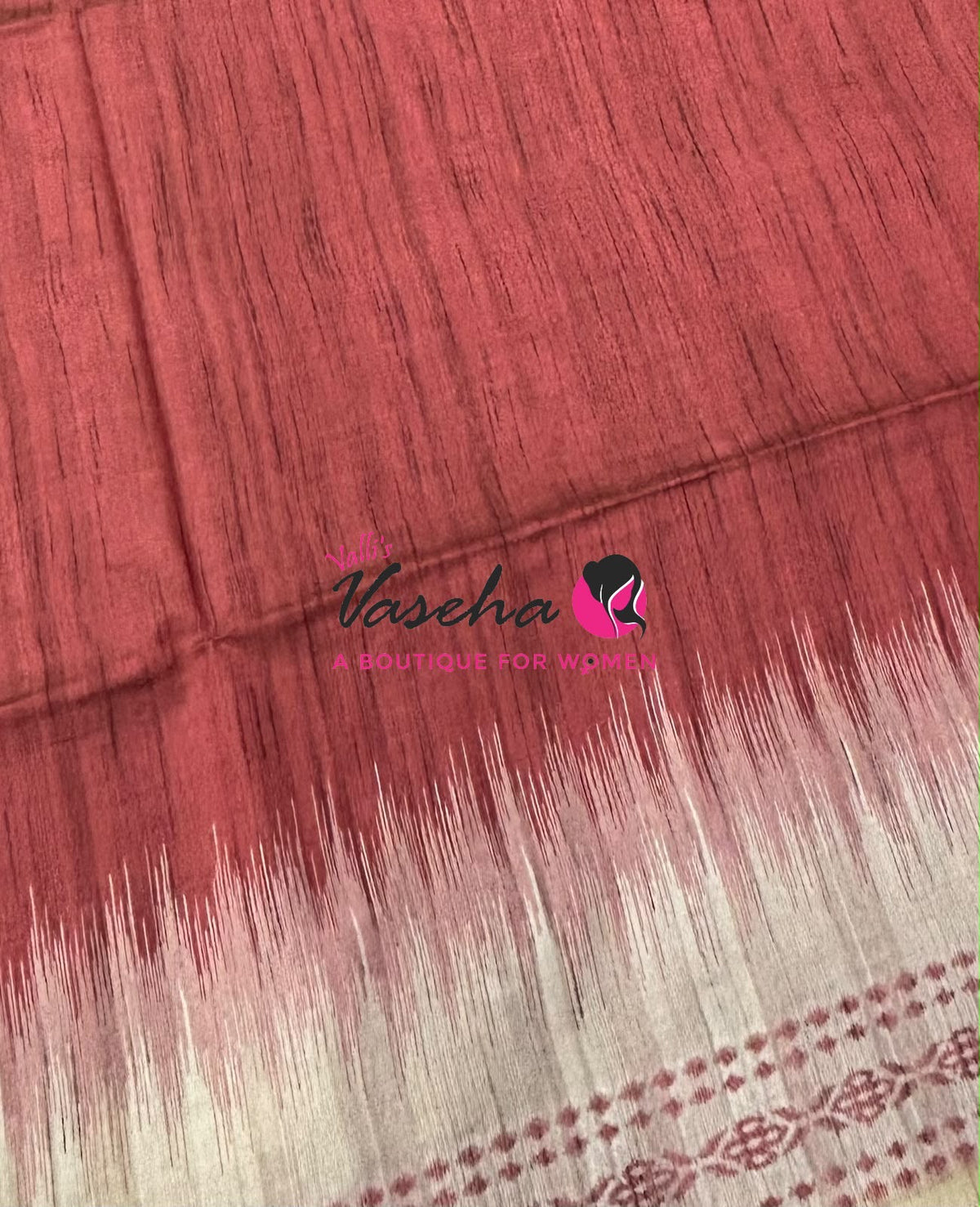 Semi Jute Silk Saree - Red With Cream Shade - VVSJS003
