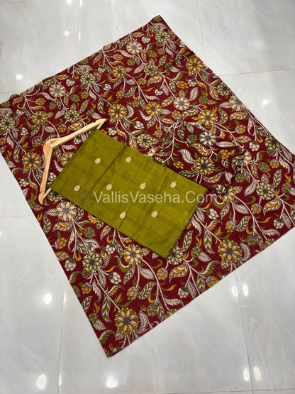 Unstitched Salwar Material -Raw Silk - Green Shade  - VVUSM012