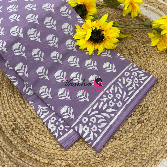 Pure Soft Mul Mul Cotton Sarees - Hand Block Prints - VVMMC009 l