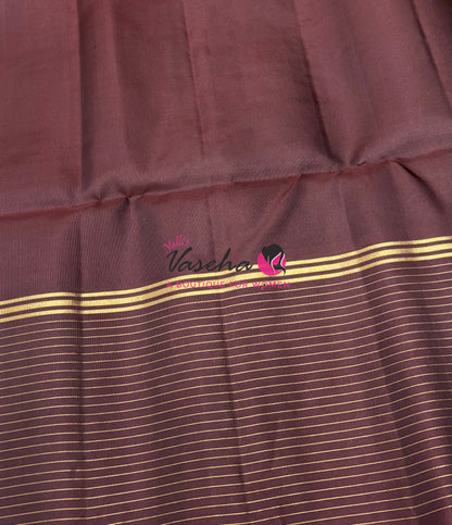 Pure Soft Silk Saree - Yellow with Brown - VVPSS071