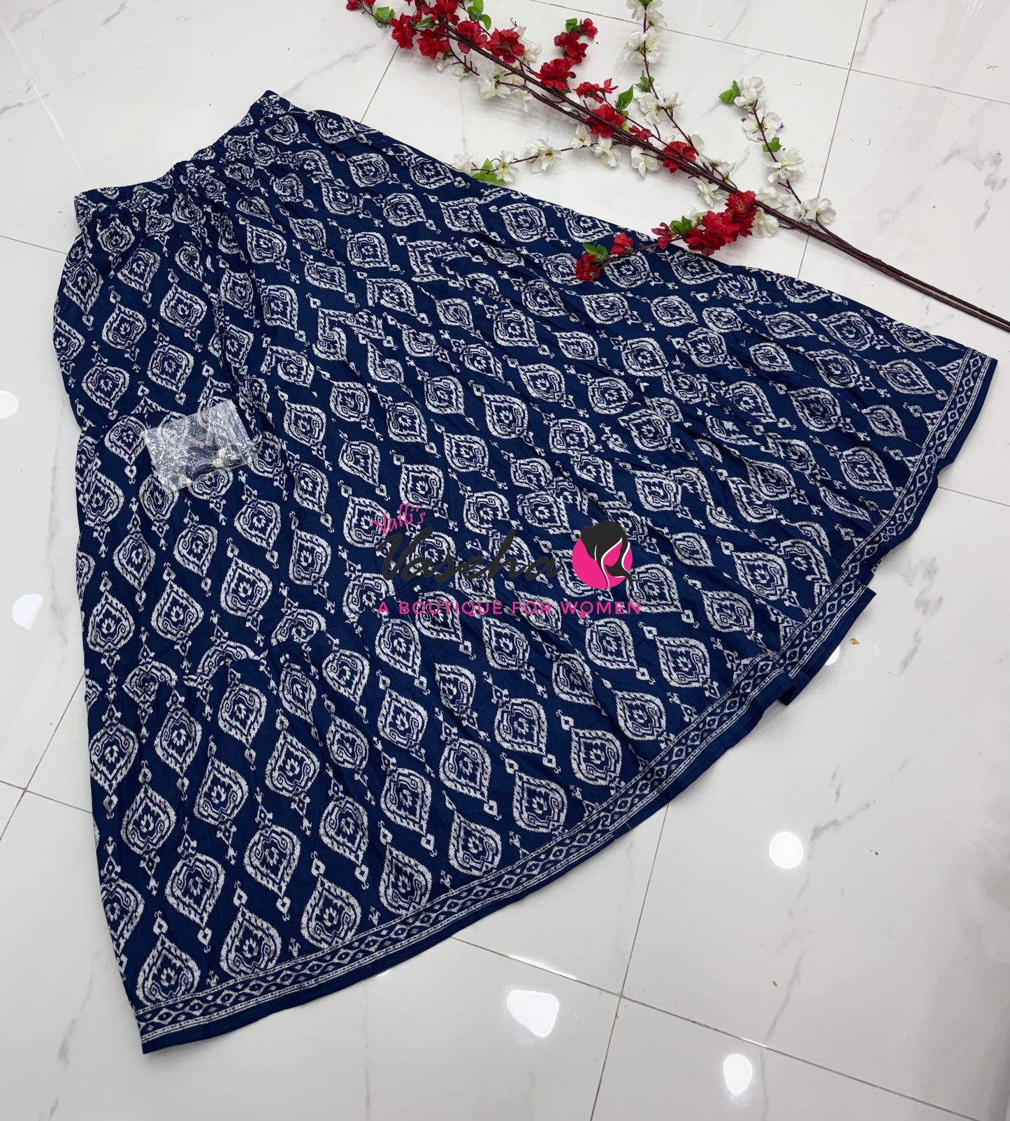 Skirts - Indigo Blue shade - Free Size ( Fit Upto XL Size) - VVPS001