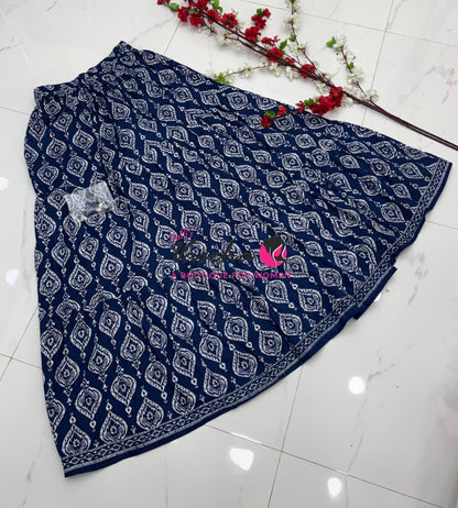Skirts - Indigo Blue shade - Free Size ( Fit Upto XL Size) - VVPS001