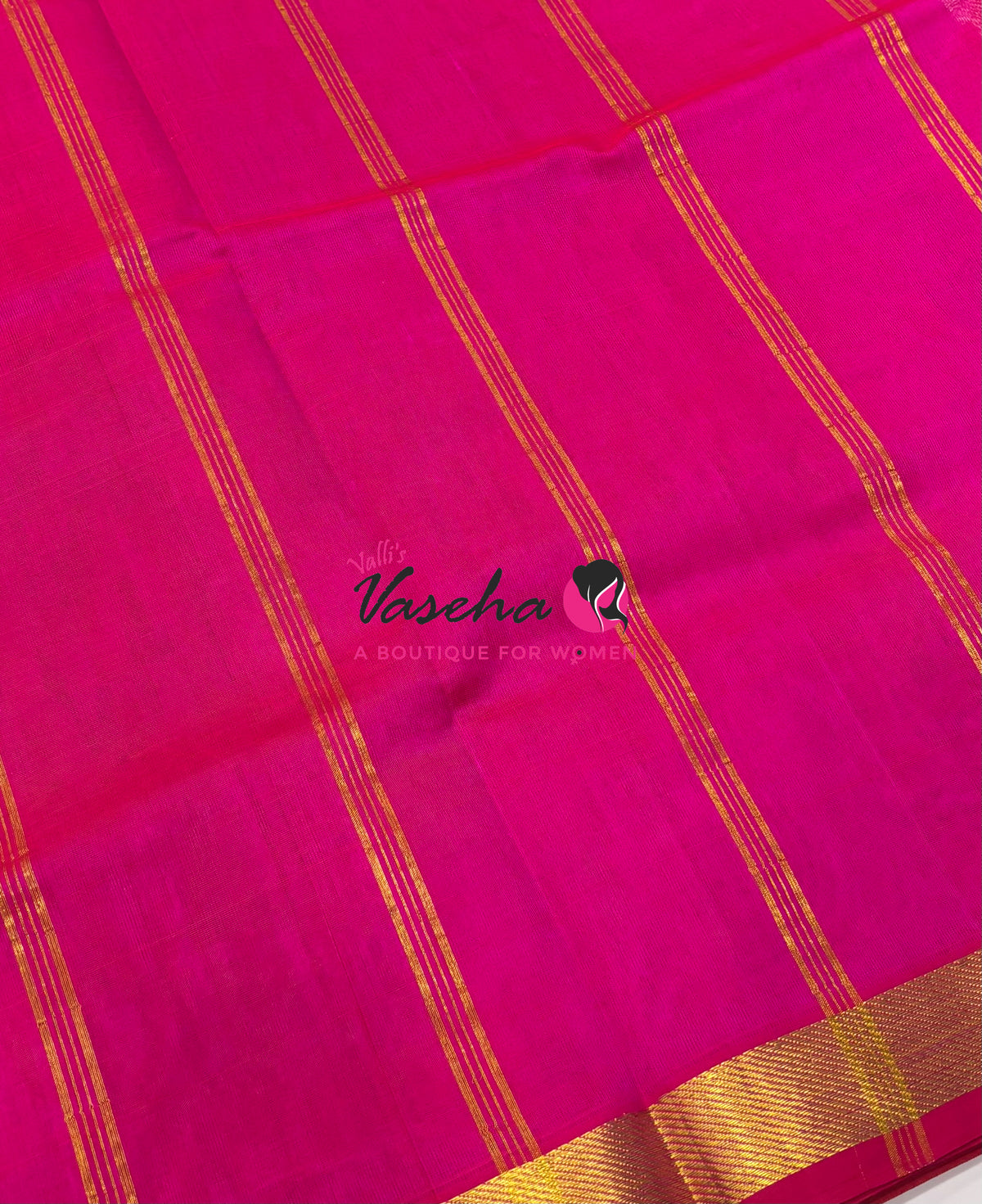 Pure Silk Cotton Sarees - Cream With Pink - VVPSC017