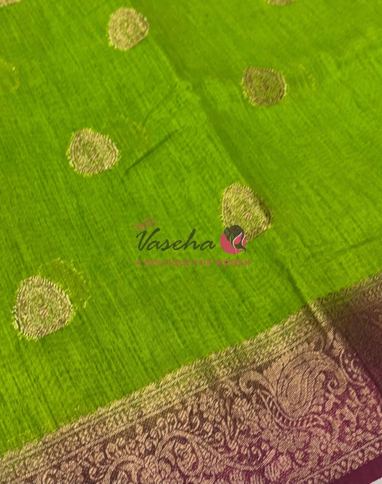 Bamboo Silk Saree- Green with Maroon Shade - VVBSS016