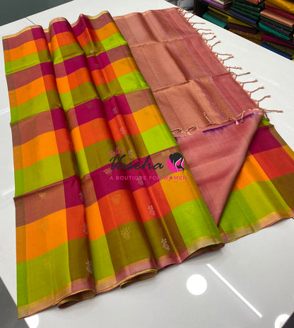 Pure Soft Silk Saree  - Pazhum Pazhamum Checks - VVPSS092