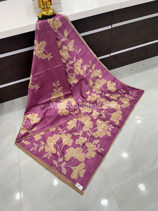 Semi Raw Silk with embroidery work - VVSRS001