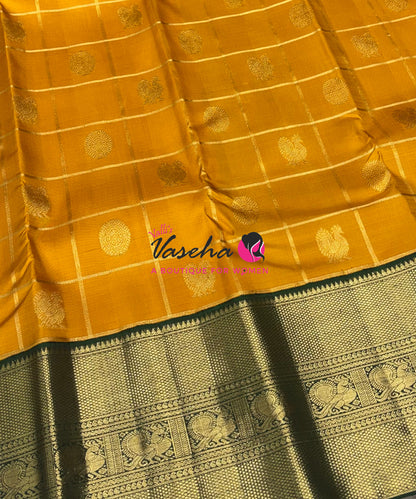 Pure Vintage Korvai Kanchipuram Silk Saree - Yellow & Green Combo - VVPS021