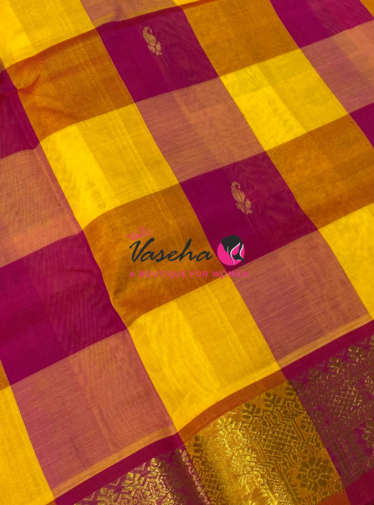 Pure Silk Cotton Saree - Pazhum Pazhamum Checks Design - VVPPSC02