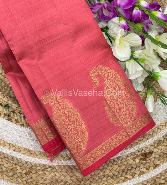 Semi Tussar Silk - Small Mango - Peach  Shade - VVSTS002