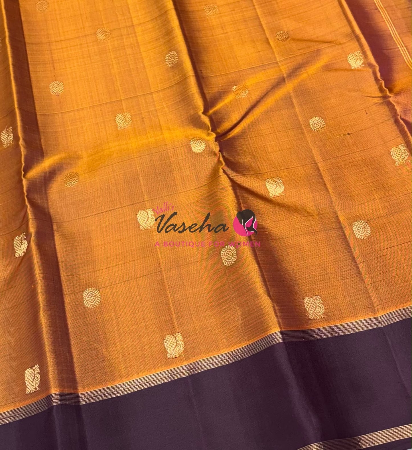 Pure Kanchipuram Silk Saree - Rust Orange With Wine Brown - VVPS051