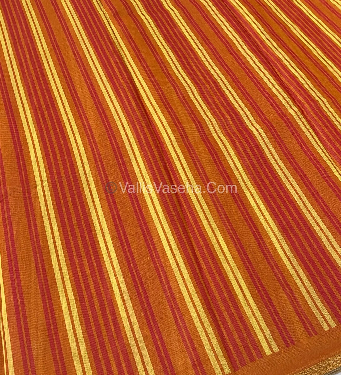 Semi Chanderi Saree - Red & Orange Combo - VVSCS003