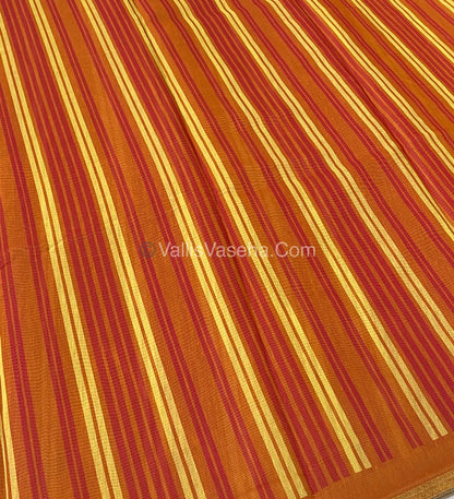 Semi Chanderi Saree - Red & Orange Combo - VVSCS003