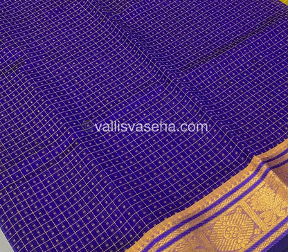 Pure Silk Cotton Saree - Blue with Yellow - Lakshadeepam Design - VVPLD001