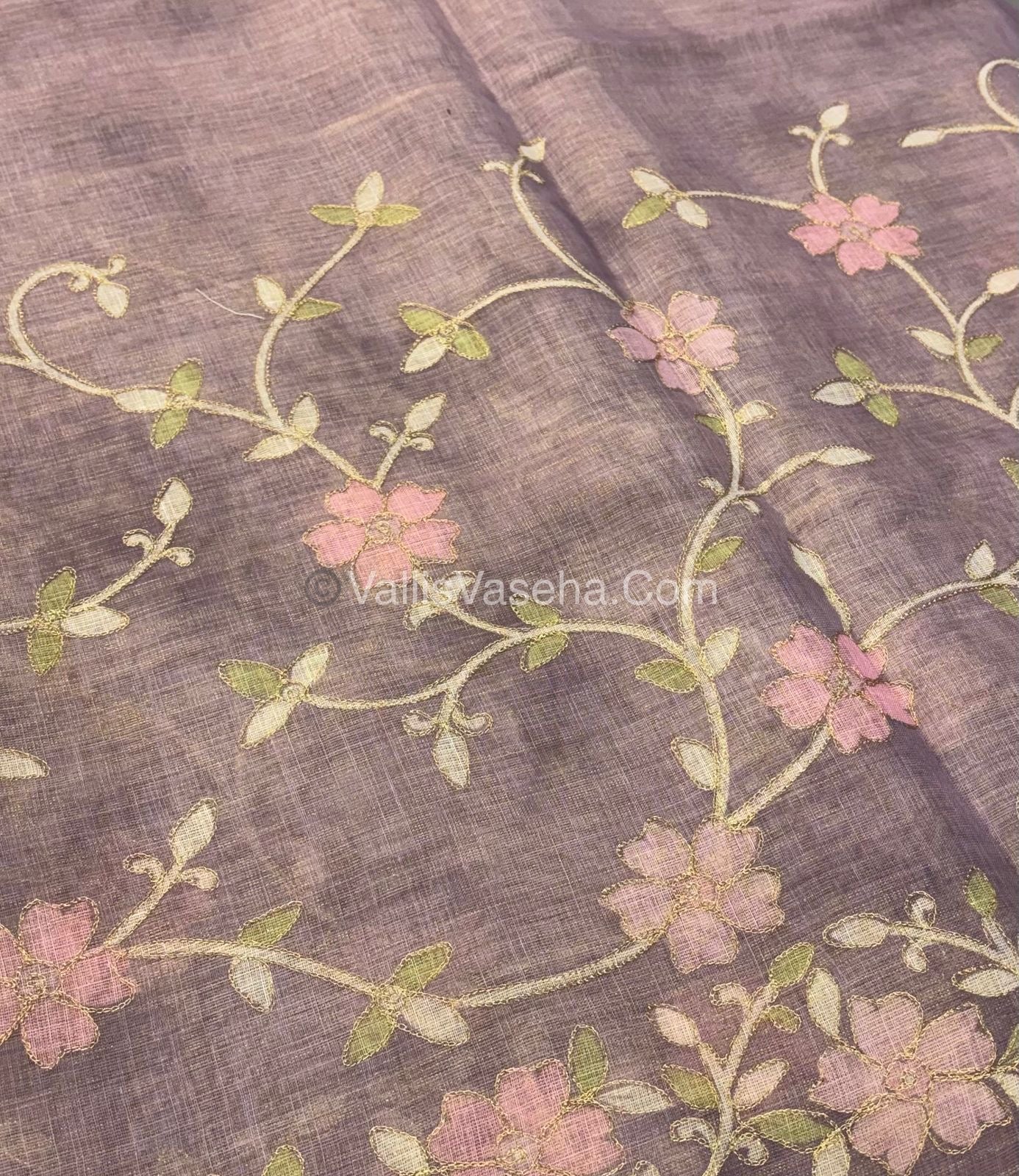 Tissue Linen Saree - Lavender Shade - VVTLS001
