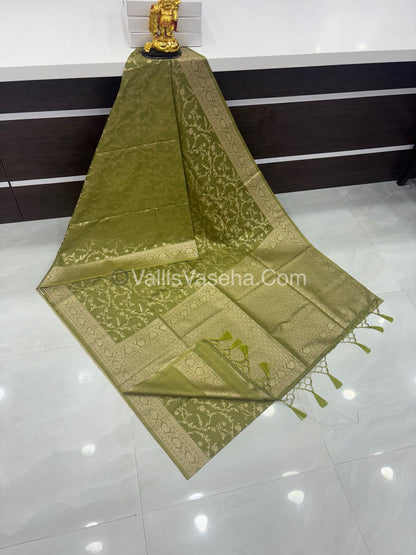 Banarasi - Heritage Silk - Semi Kathan Silk - Olive Shade- VVBHS001