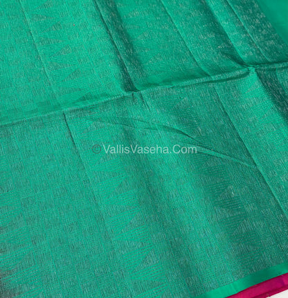 Pure Soft Silk Saree - Border Less  - Pink & Green Combo - VVPSS070