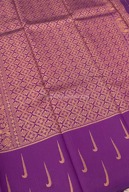 Kanchi Semi Silk - Creamish Grey with Purple - VVKSS001