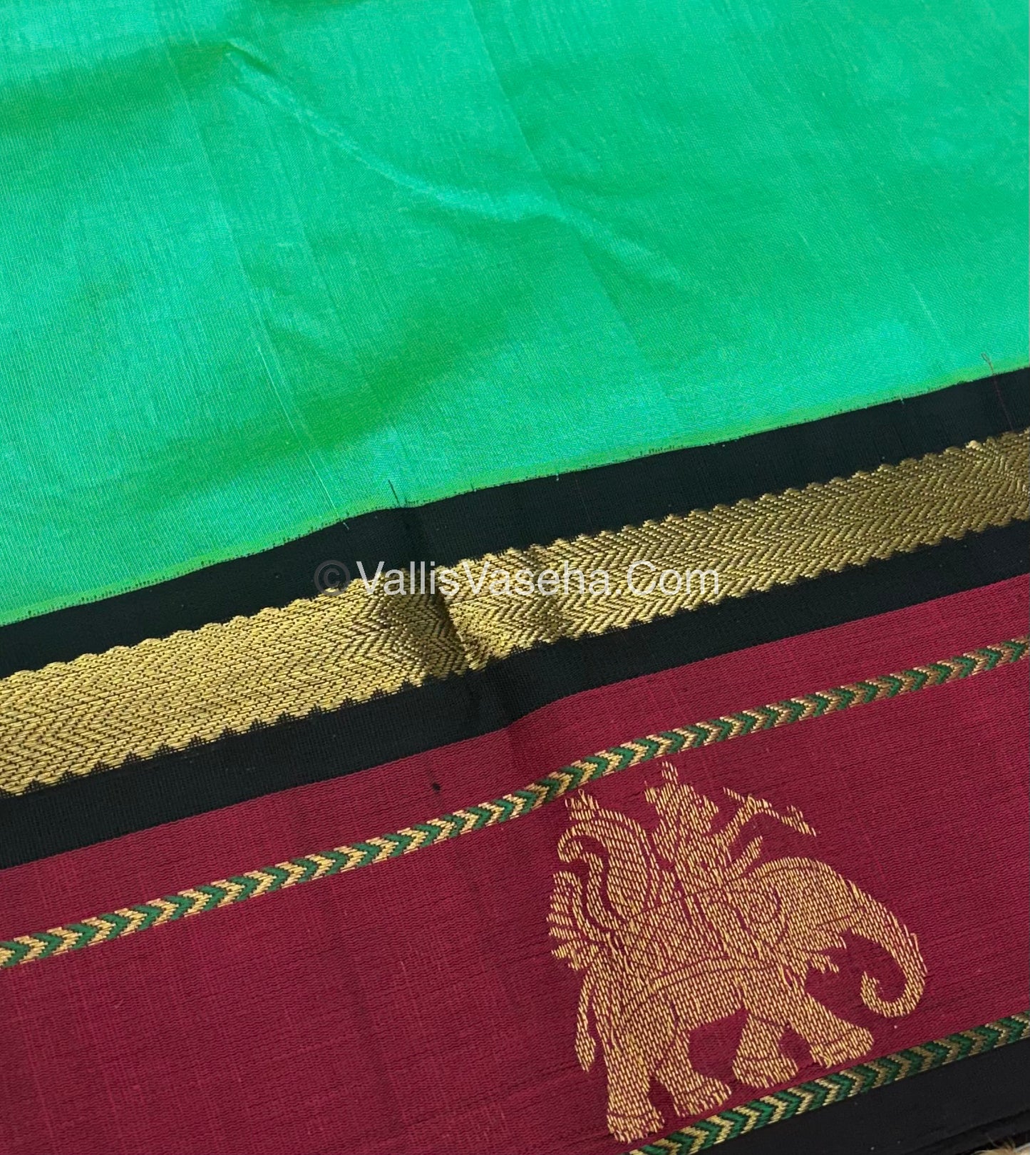 Pure Korvai Silk Cotton Saree - Border Elephant butta Design - VVKSC018