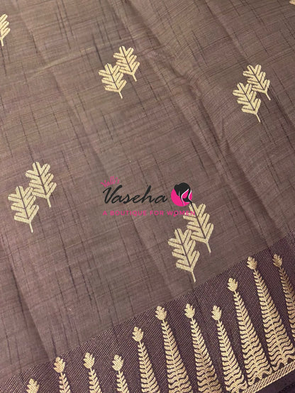 Semi Tussar Silk Saree | Brown Shade |VVSTS050