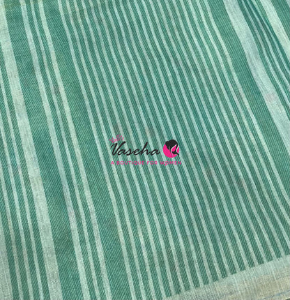 Linen Tissue Saree -  Light & Dark Combo - Ramar Green Shade - VVLTS008