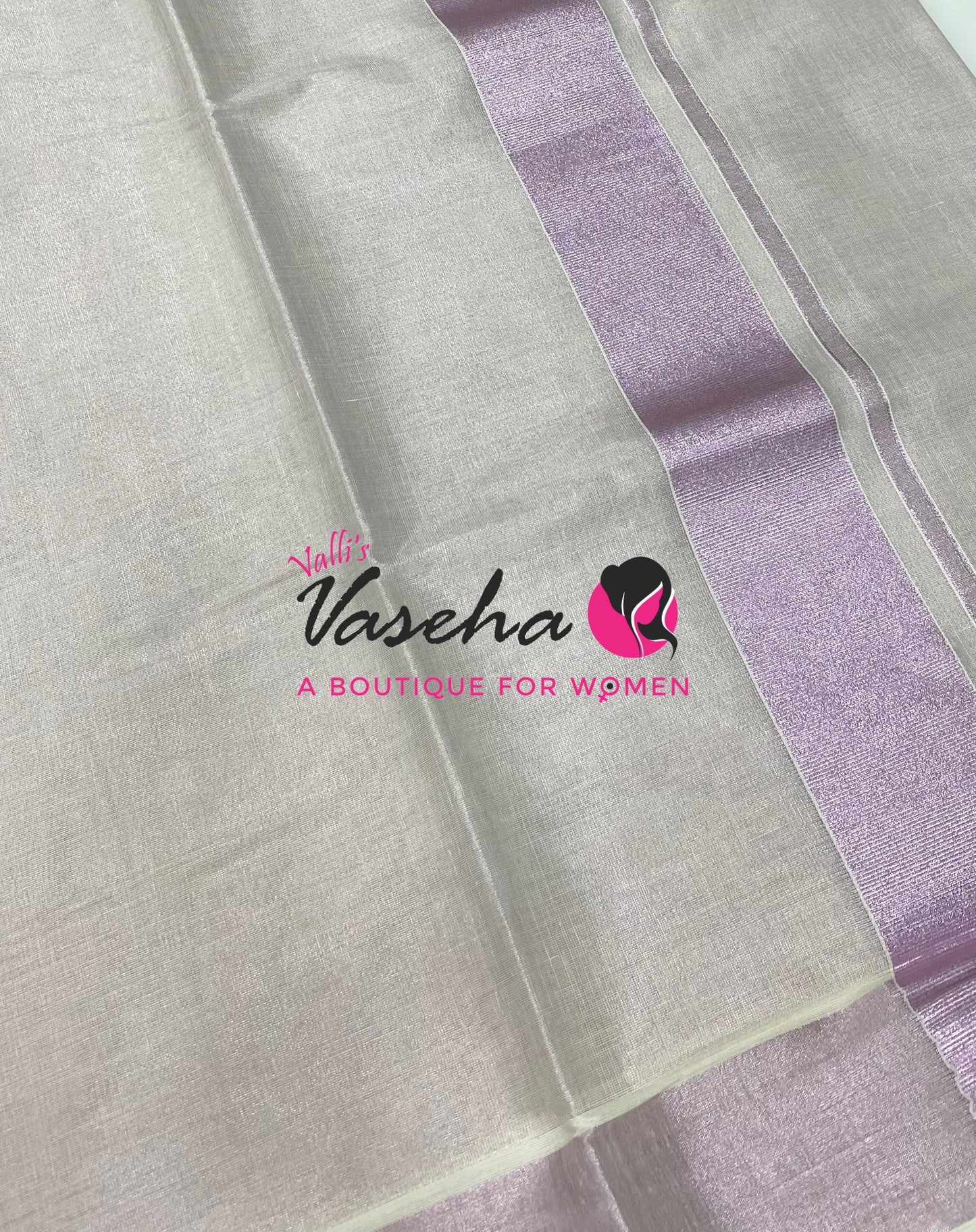 Kerala Tissue Saree - Lilac - VVKCS031