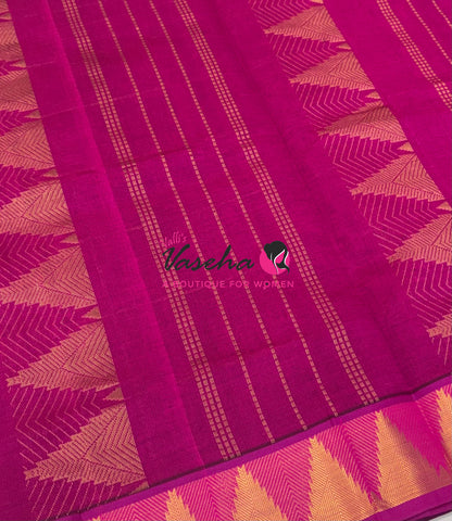 Semi Silk Cotton Saree - Checked Pattern with Butta  - VVSSC013