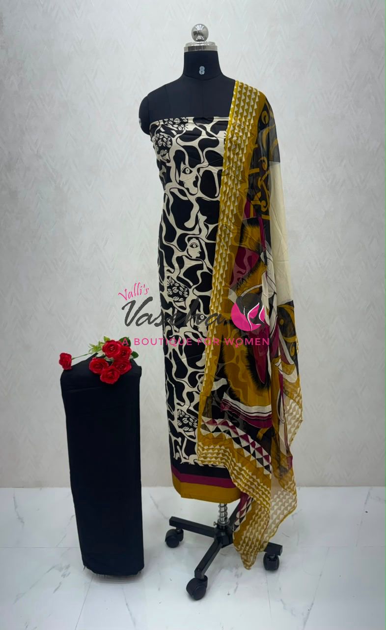 Unstitched Satin Soft Cotton Salwar Material  | VVUSM028