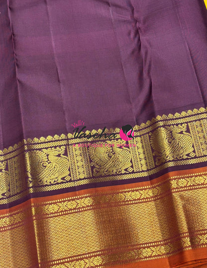 Pure Vintage Korvai Kanchipuram Silk Saree - Pazhum Pazhamum Checks - VVPS061