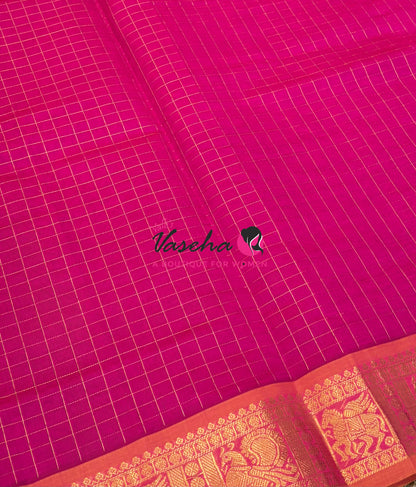 Semi Silk Cotton Saree - Checks Pattern - VVSSC019
