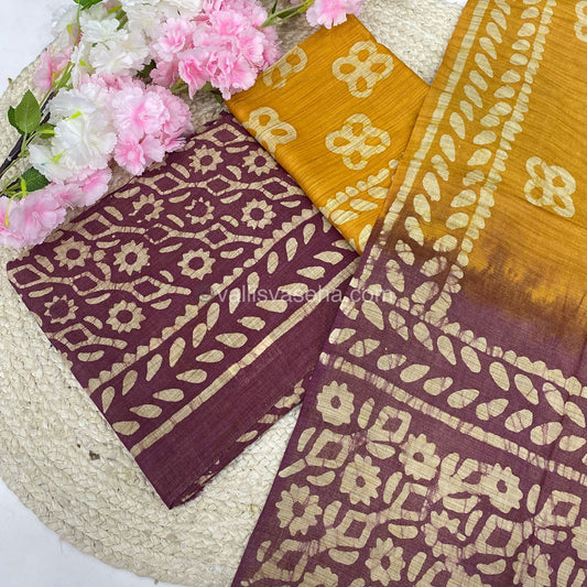 Unstitched Salwar Material- Baswada Batick Printed Silk - VVUSM005