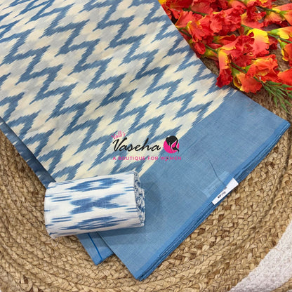 Ikkat Mercerised Cotton Saree - Single Ikkat - VVIKS001