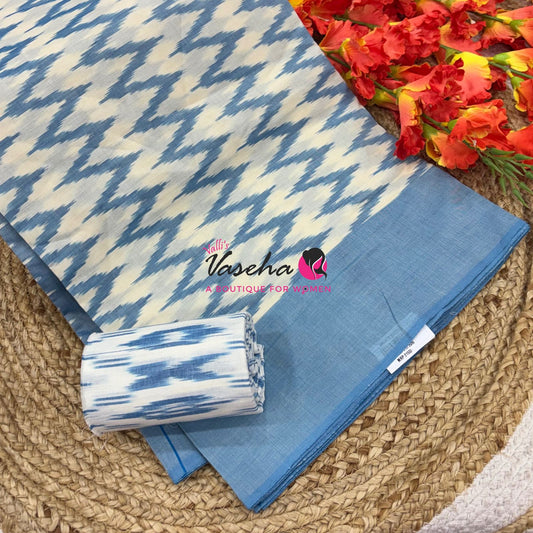 Ikkat Mercerised Cotton Saree - Single Ikkat - VVIKS001
