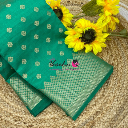 Semi Tussar Silk Saree | Ramar Green  Shade |VVSTS057