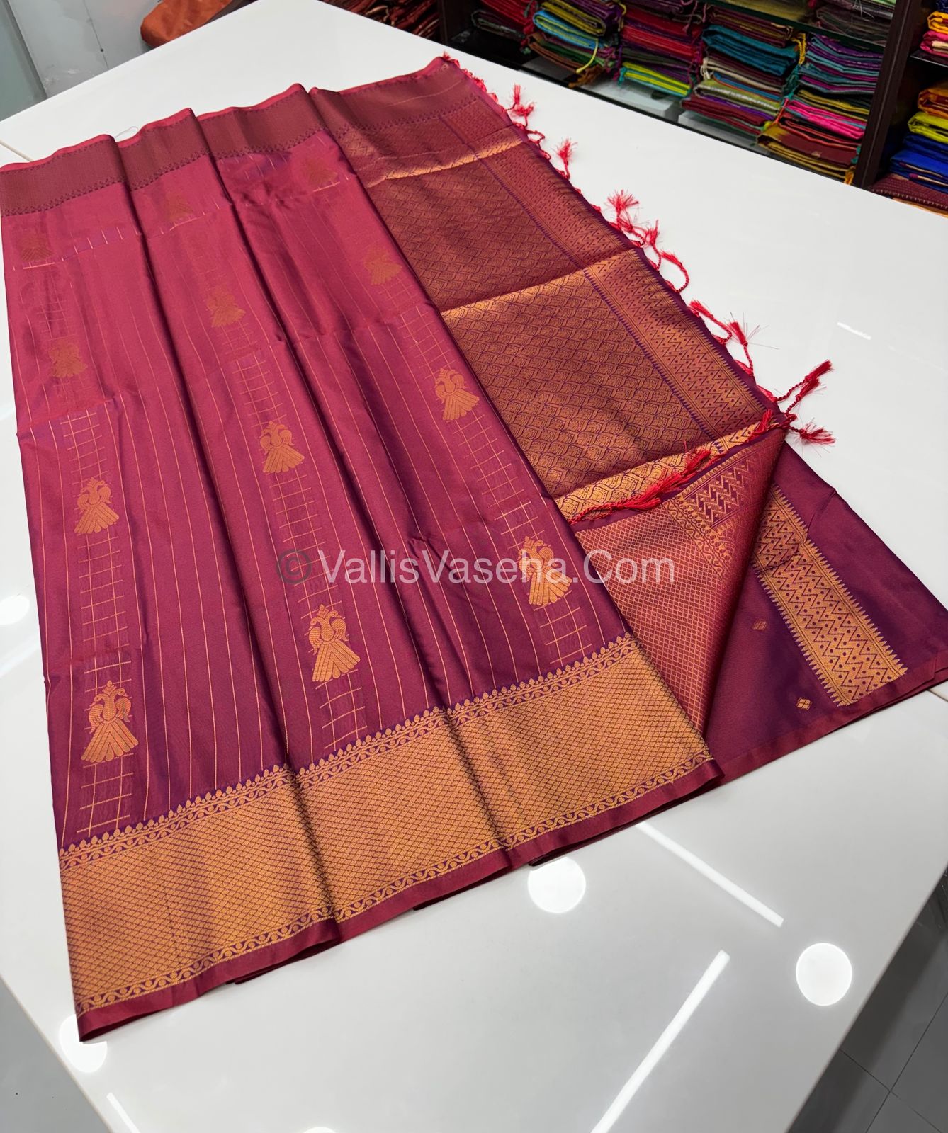 Semi Soft Silk - Border less - Wine Shade -VVSSS023