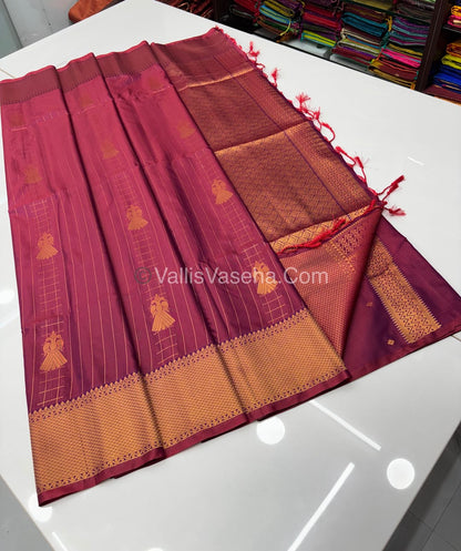 Semi Soft Silk - Border less - Wine Shade -VVSSS023