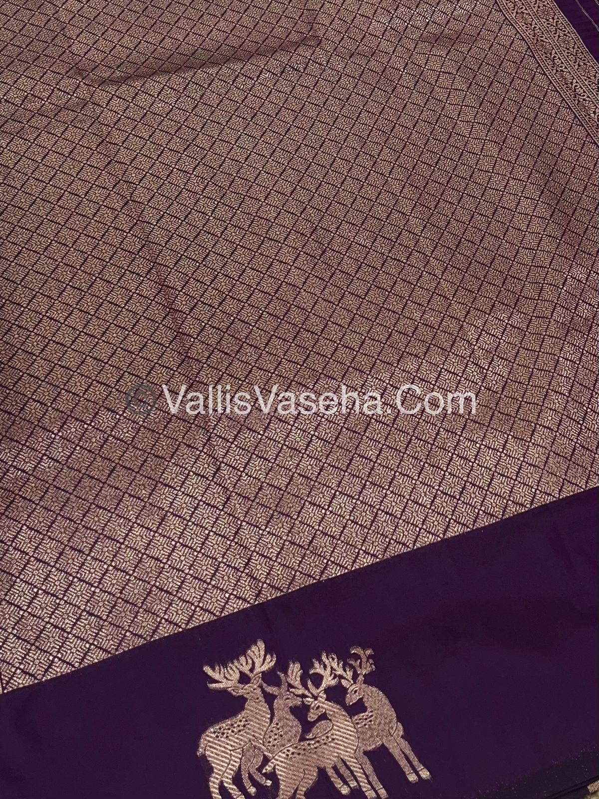 Semi Soft Silk - Deer Butta Border - Purple Shade -VVSSS017