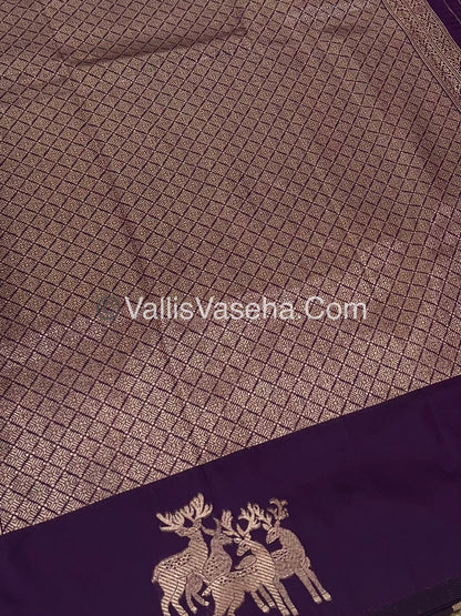 Semi Soft Silk - Deer Butta Border - Purple Shade -VVSSS017