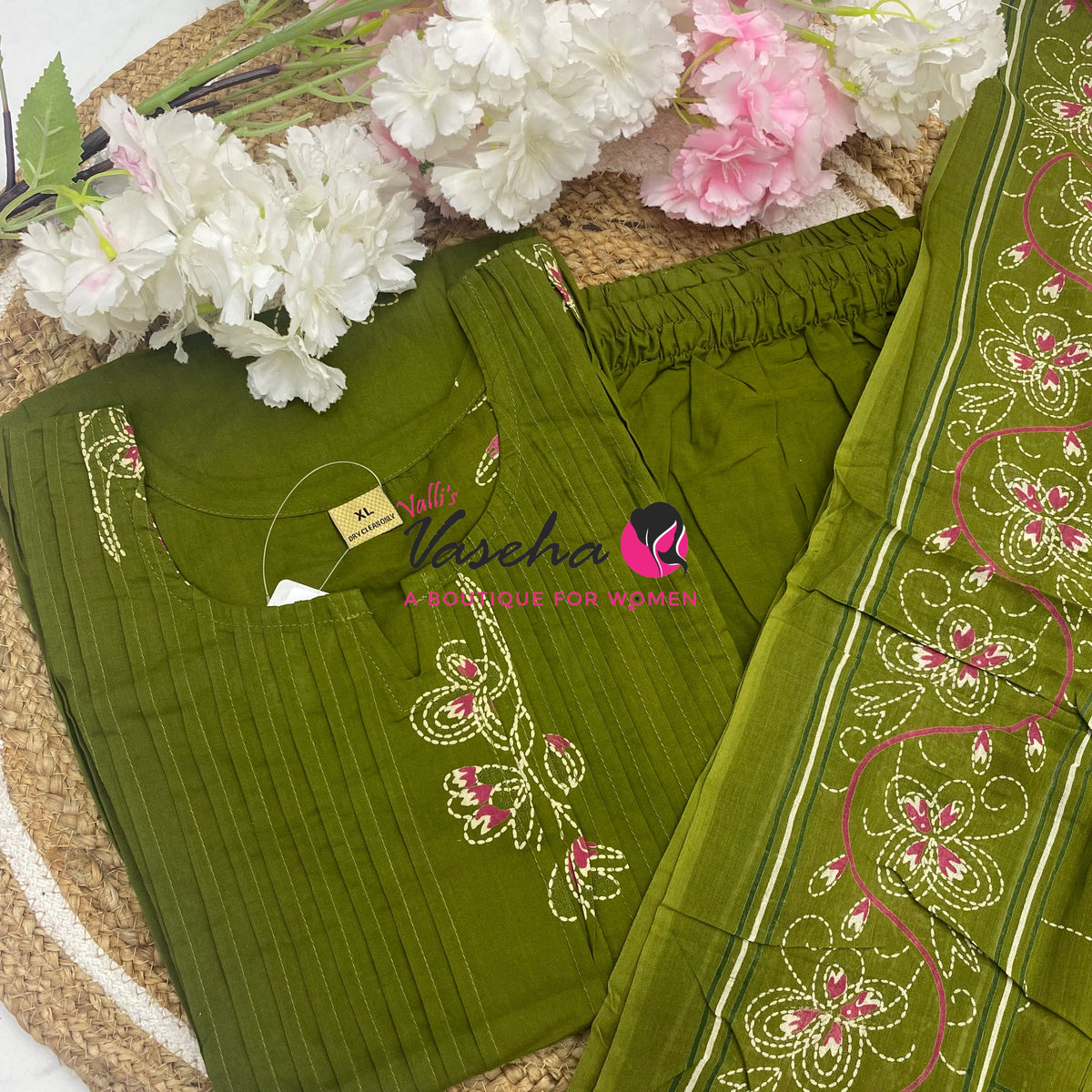 Ready Made | Semi Anarkali Set  (3pc)|Cotton |VVRMS033