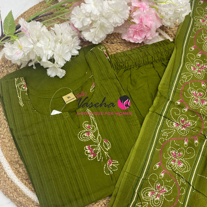 Ready Made | Semi Anarkali Set  (3pc)|Cotton |VVRMS033