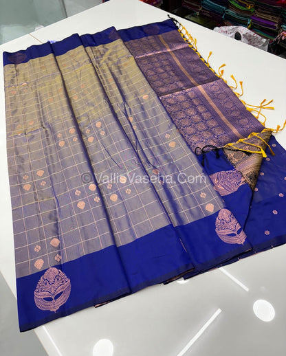 Semi Soft Silk - Dual Tone Shade With  Blue  Combo -VVSSS028