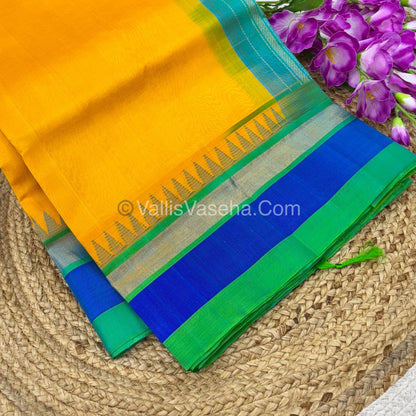 Pure Korvai Silk Cotton Saree - Temple border - VVKSC001