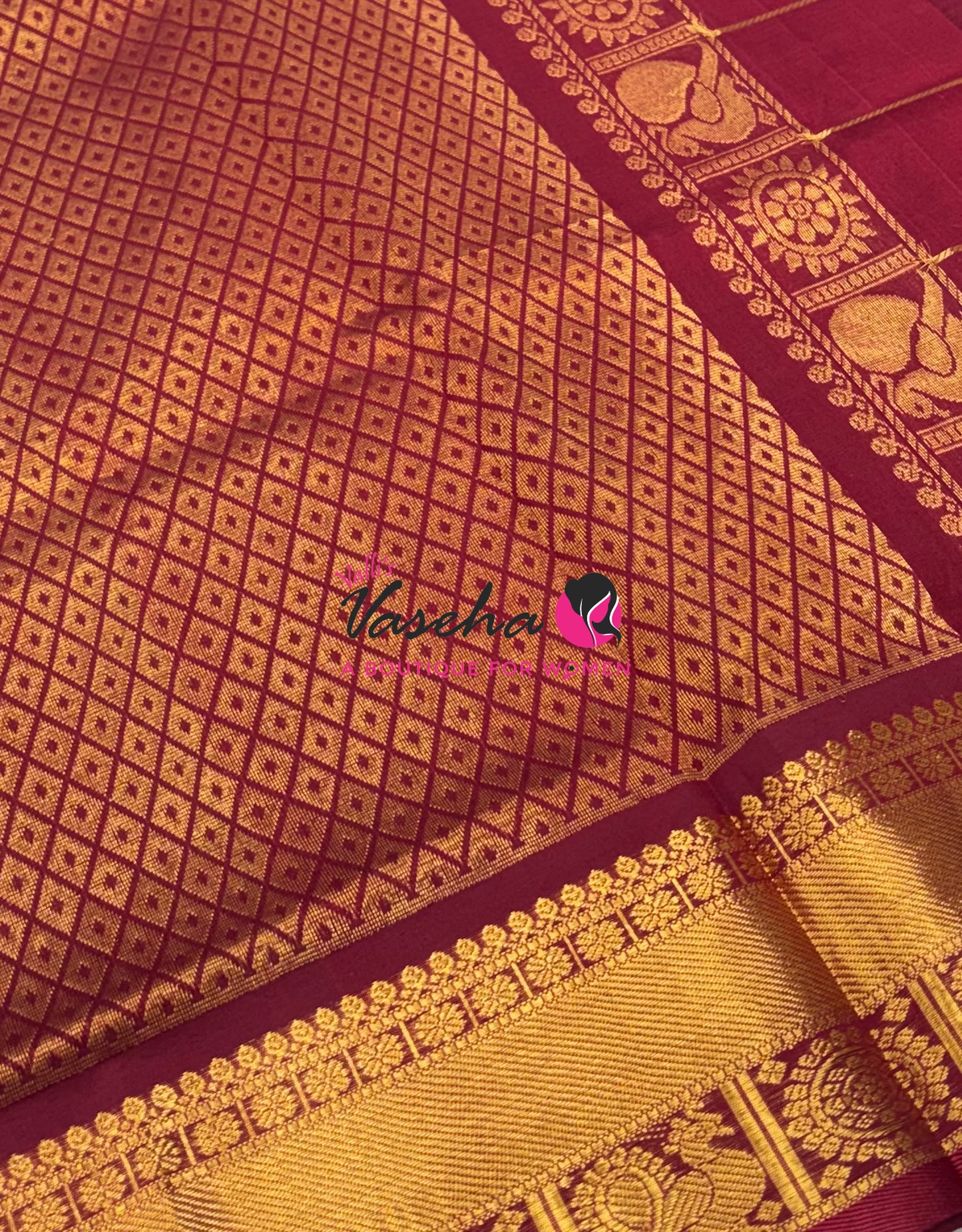 Pure Silk Cotton Saree - Mayil & Chakkaram Design - Maroon Shade - VVMC001