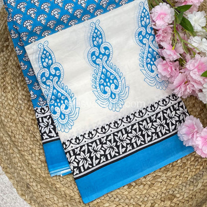 Pure Soft Mul Mul Cotton Sarees - Hand Block Prints - VVMMC008