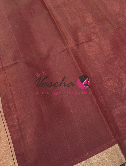Semi Raw Silk - Cream With Maroon Shade - VVRS009